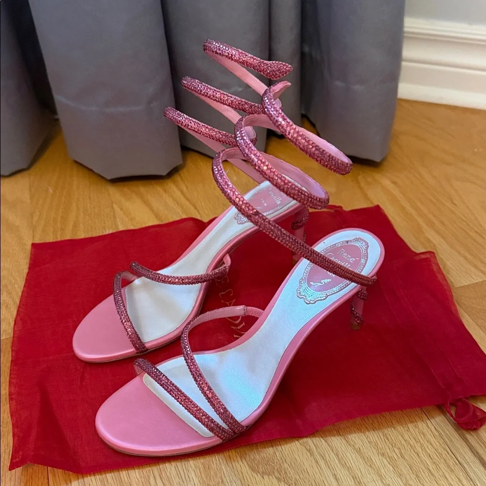 Authentic René Caovilla Pink Cleo crystal embellished heels - Picture 5 of 9